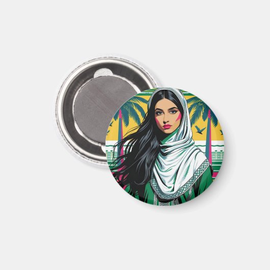 「サウジポップ・アートのクィーンはっきりした伝統芸術 マグネット (正面/裏面)