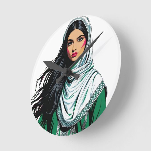 「サウジポップ・アートのクィーンはっきりした伝統芸術 ラウンド壁時計 (傾斜)