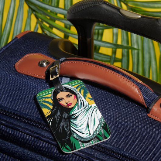 「サウジポップ・アートのクィーンはっきりした伝統芸術 ラゲッジタグ (正面インサイチュ1)