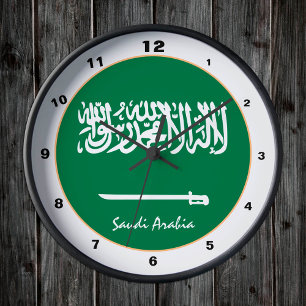 サウジモダン国旗、サウジアラビアホーム/デザイン ラウンド壁時計