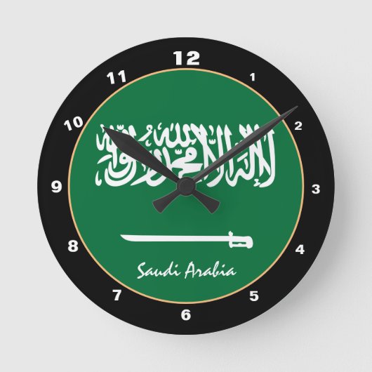 サウジ国旗、サウジアラビア愛国心のある家庭/デザイン ラウンド壁時計 (正面)