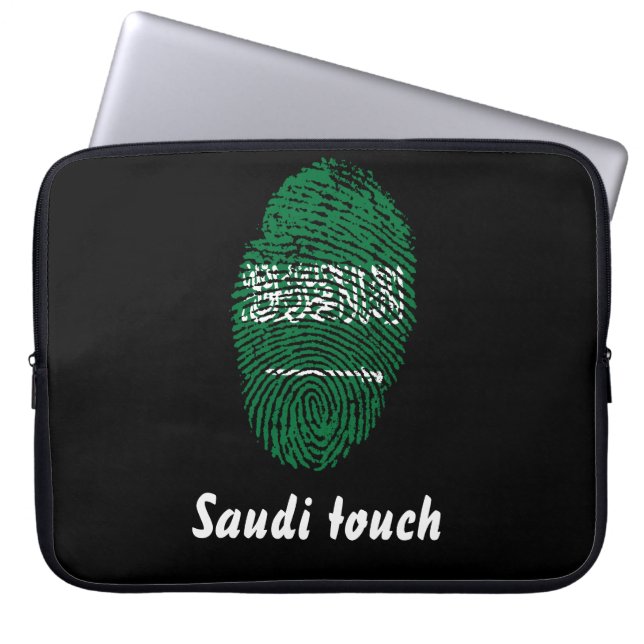 サウジtouchの指紋の旗 ラップトップスリーブ (正面)