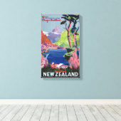 サウスアイランドニュージーランドヴィンテージのポスター復元 キャンバスプリント (インサイチュ (ウッドフロア))