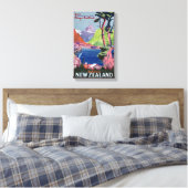 サウスアイランドニュージーランドヴィンテージのポスター復元 キャンバスプリント (インサイチュ (寝室))