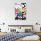 サウスアイランドニュージーランドヴィンテージ旅行ポスター キャンバスプリント (インサイチュ (寝室))