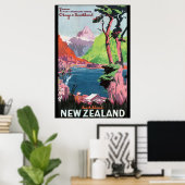 サウスアイランドニュージーランドヴィンテージ旅行ポスター ポスター (ホームオフィス)