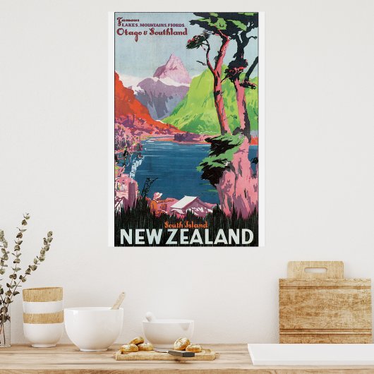 サウスアイランドニュージーランドヴィンテージ旅行ポスター ポスター (キッチン)