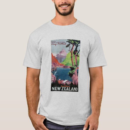 サウスアイランドニュージーランド旅行ポスター Tシャツ (正面)
