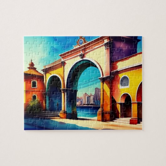 サウスアメリカオールドタウンヴィンテージ ジグソーパズル (横)