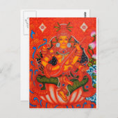 サウスインディアンタンジョーレ絵画サラスワティ ポストカード (正面/裏面)