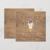サウスウェスタンウエディング 鹿の角のドクロ rustic wood 招待状 (正面/裏面)
