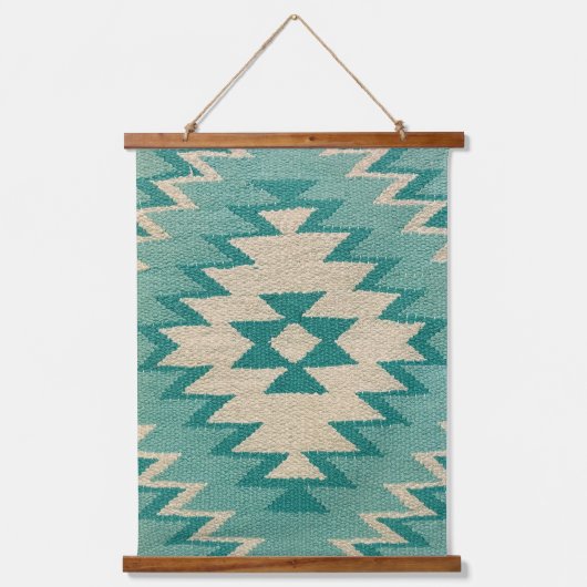 サウスウェスタン・ウォールアートぶら下がった、ティール(緑がかった色)のタペストリー 吊り下げ型タペストリー (正面)