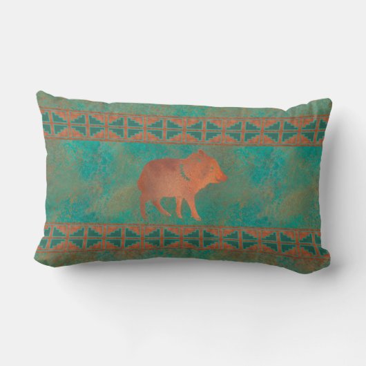 サウスウェストかわいいベビージャベリーナカッパーティール(緑がかった色) ランバークッション (裏面)