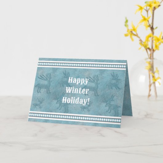 サウスウェストウィンターディアブルーホリデーグリーティング カード (黄色い花)