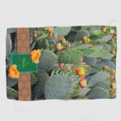 サウスウェストカクタスモノグラムデザイン/オレンジフラワーズ ゴルフタオル (横)