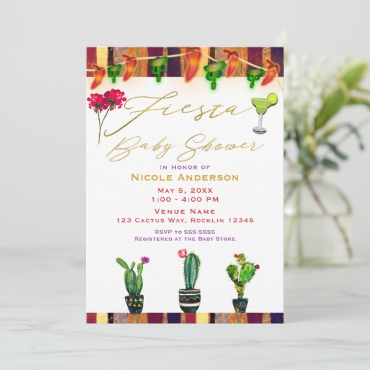 サウスウェストサボスフモダンィエスタベビーシャワーパーティー 招待状 (スタンド正面)