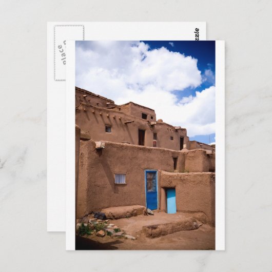 サウスウェストタオズアドビプエブロハウスニューメキシコ ポストカード (正面/裏面)