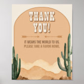 サウスウェスト素朴砂漠サボテンありがとうサイン ポスター (正面)