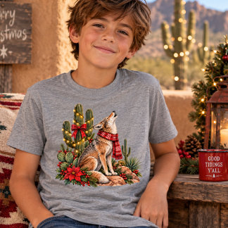 サウスウェスト クリスマスコヨーテ デザート トライブレンドTシャツ