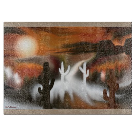 サウスウェスト・ファイア・アンド・アイス・抽象芸術・アート カッティングボード (正面)