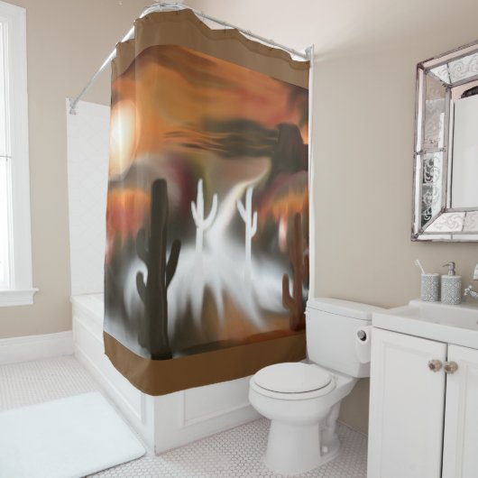 サウスウェスト・ファイア・アンド・アイス・抽象芸術・アート シャワーカーテン (インサイチュ)