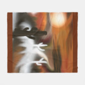 サウスウェスト・ファイア・アンド・アイス・抽象芸術・アート フリースブランケット (正面(横))