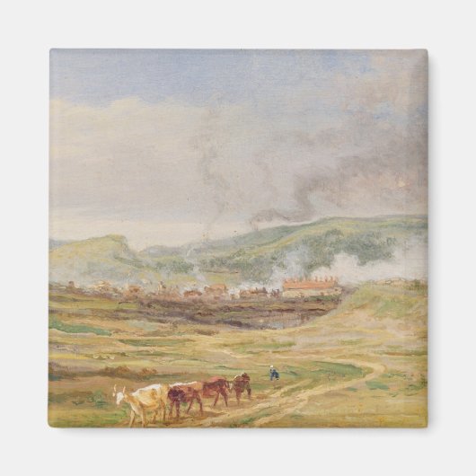 サウスウェールズ州スワンシーの近くの風景(パネル上の油) マグネット (正面)