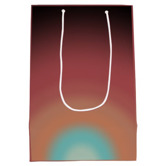 サウスウエスタンサウスウエストデザートレインボーアートデザイン ミディアムペーパーバッグ (裏面)