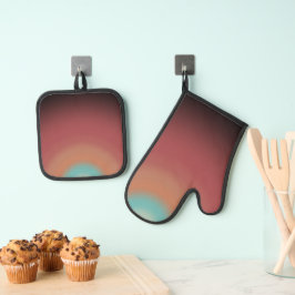 サウスウエスタンサウスウエストデザートレインボーアートデザイン 鍋つかみ&鍋敷きセット