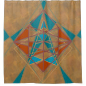 サウスウエスタンデザートインディアンスターマンデザインアート シャワーカーテン (正面)