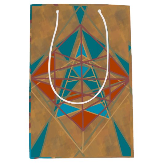 サウスウエスタンデザートインディアンスターマンデザインアート ミディアムペーパーバッグ (正面)