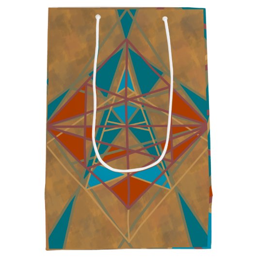 サウスウエスタンデザートインディアンスターマンデザインアート ミディアムペーパーバッグ (裏面)