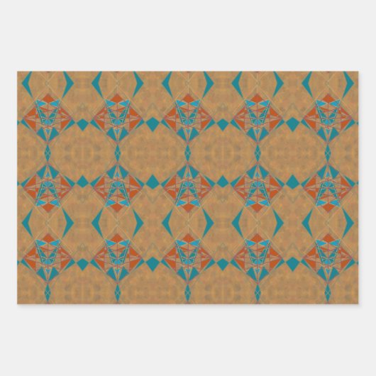 サウスウエスタンデザートインディアンスターマンデザインアート ラッピングペーパーシート (正面)