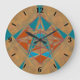 サウスウエスタンデザートインディアンスターマンデザインアート ラージ壁時計