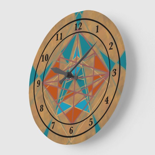 サウスウエスタンデザートインディアンスターマンデザインアート ラージ壁時計 (傾斜)