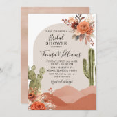 サウスウエスタンデザートサボスフローラブライダルシャワー 招待状 (正面/裏面)