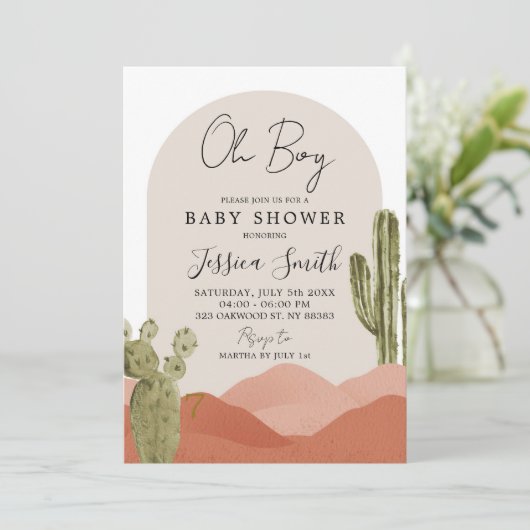 サウスウエスタンデザートサボスベビーシャワー招待状 招待状 (スタンド正面)