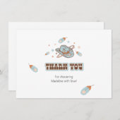 サウスウエストカウボーイハット誕生日ブルーサンキューカード 招待状 (正面/裏面)