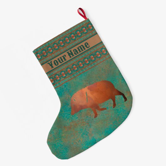 サウスウエストカワイジャベリーナダディパーソナライズされたー ラージクリスマスストッキング (裏面 (吊り時))