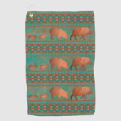 サウスウエストカワイジャベリーナファミリーカッパーティール(緑がかった色) ゴルフタオル (正面)