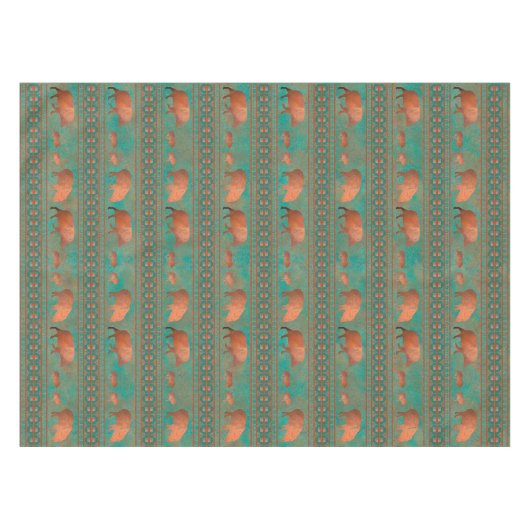 サウスウエストカワイジャベリーナファミリーカッパーティール（緑がかった色）スモール テーブルクロス (正面(横))