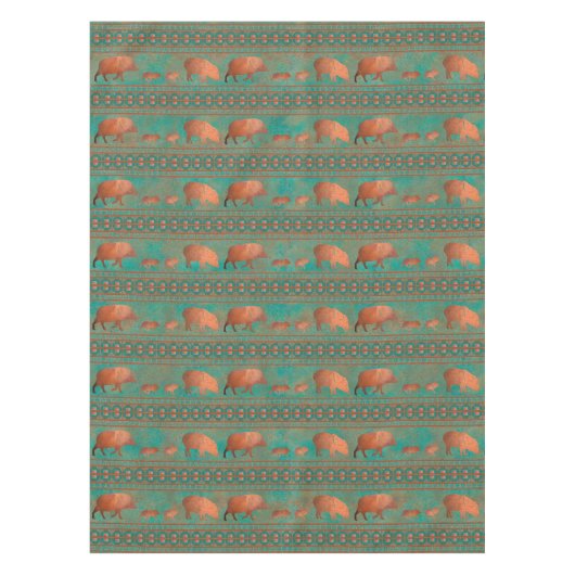 サウスウエストカワイジャベリーナファミリーカッパーティール（緑がかった色）スモール テーブルクロス (正面)