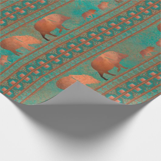 サウスウエストカワイジャベリーナファミリーカッパーティール（緑がかった色） ラッピングペーパー (角)