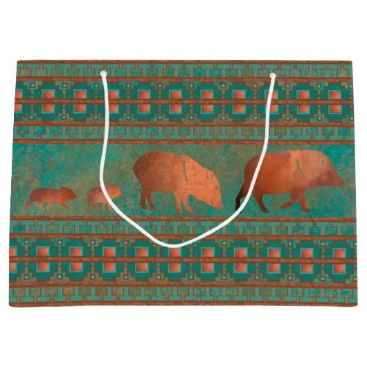 サウスウエストカワイジャベリーナファミリーカッパーティール（緑がかった色） ラージペーパーバッグ (正面)