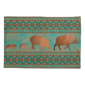 サウスウエストカワイジャベリーナファミリーカッパーティール（緑がかった色） 枕カバー (裏面-左)