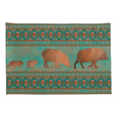 サウスウエストカワイジャベリーナファミリーカッパーティール（緑がかった色） 枕カバー (裏面-右)