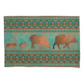 サウスウエストカワイジャベリーナファミリーカッパーティール（緑がかった色） 枕カバー (正面左)