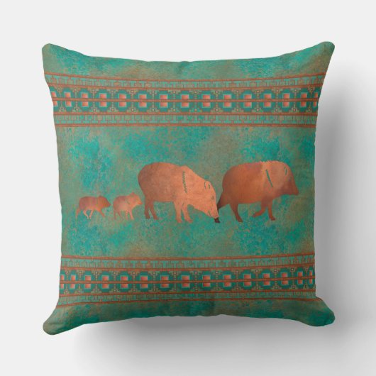 サウスウエストカワイジャベリーナファミリーカッパーティール(緑がかった色)20in クッション (裏面)