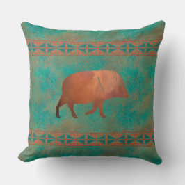 サウスウエストジャベリーナダディ銅ティール（緑がかった色）パターン20in クッション