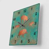 サウスウエストジャベリーナファミリーティール(緑がかった色)レギュラーナンバー スクエア壁時計 (傾斜)